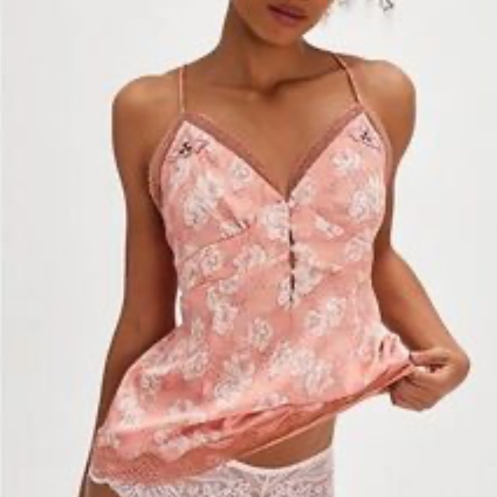 NWOT Free People X Intimately Satin Floral Embroidery Cami Top Medium